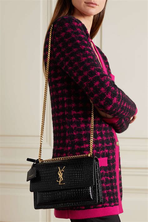 ysl green croc sunset bag|saint laurent ysl crossbody bag.